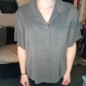 Anna Vintage Button Down Short Sleeve Top